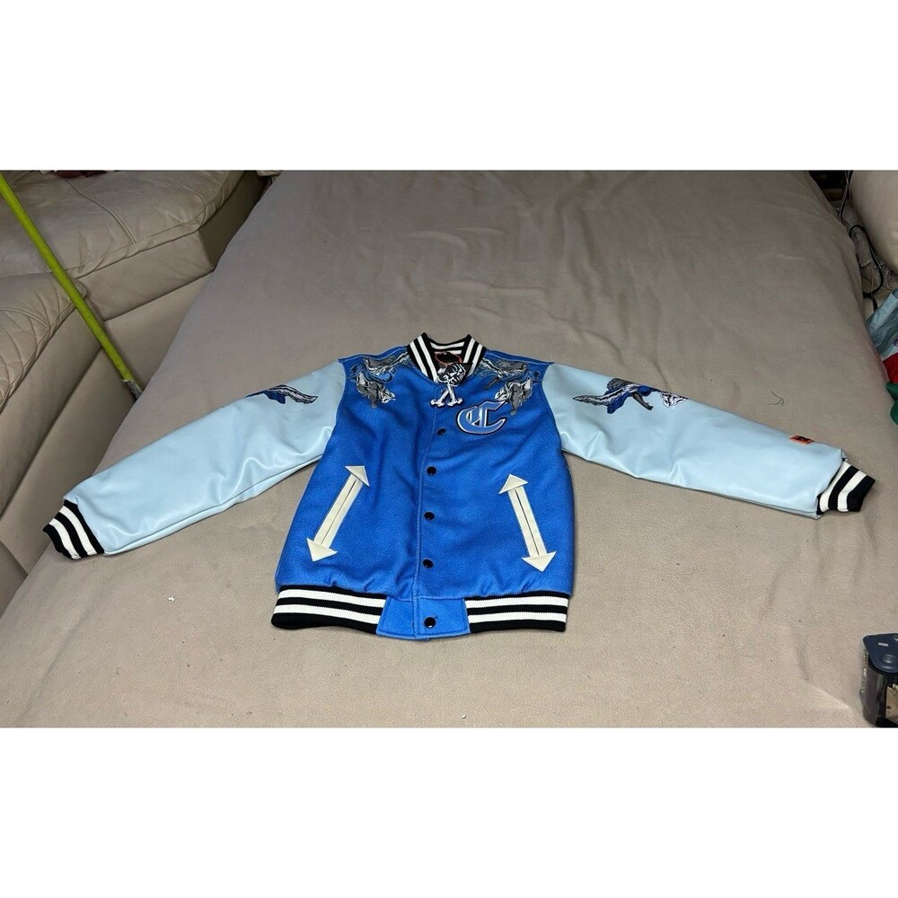 New Brand X Nipsey Hussle Varsity Letterman Jacket Blue Embroidered Youth Size M